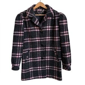 Vintage NYG New  York Girl Plaid Wool Blend Coat Union Made USA Size 10